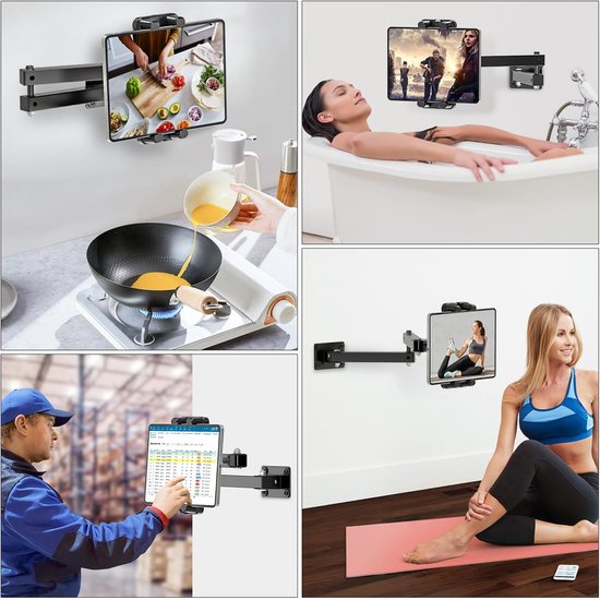 Muurbevestiging, Metalen Lange Arm iPad Muursteun voor Zaken en Thuis, Tablet Muurbeugel Houder Compatibel 4,7"- 13.5" iPad Tablets Mobiele Telefoon — afbeelding 5
