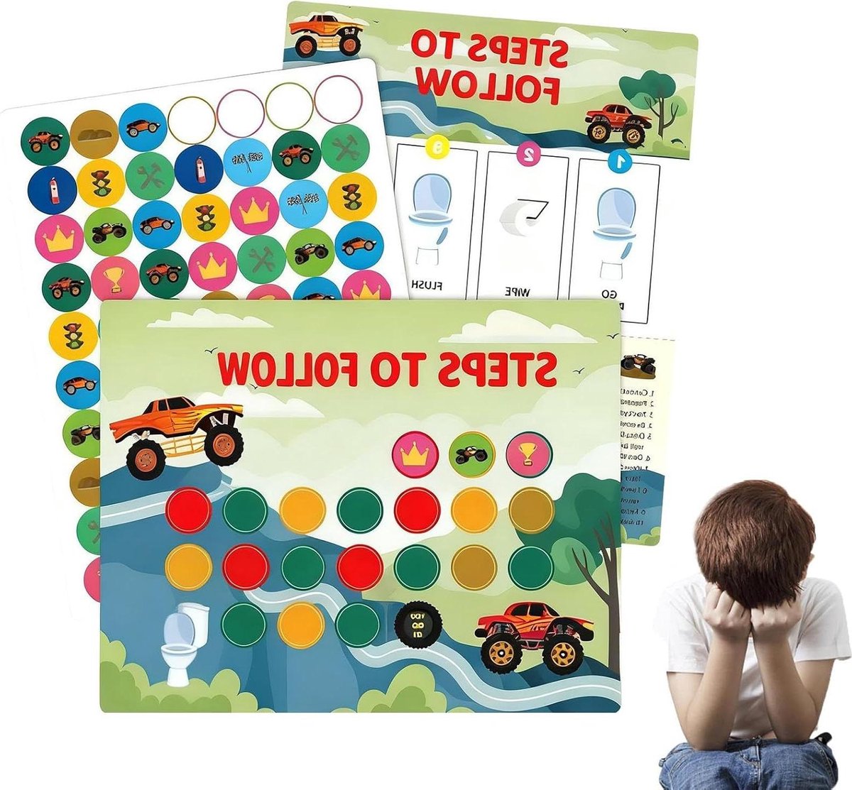 Potty Chart - Zindelijkheidstraining Grafieken - Kinderen Zindelijk Maken - Interactieve Motivatie - 10 Grafieken 63 Stickers - Verkeer Stickers