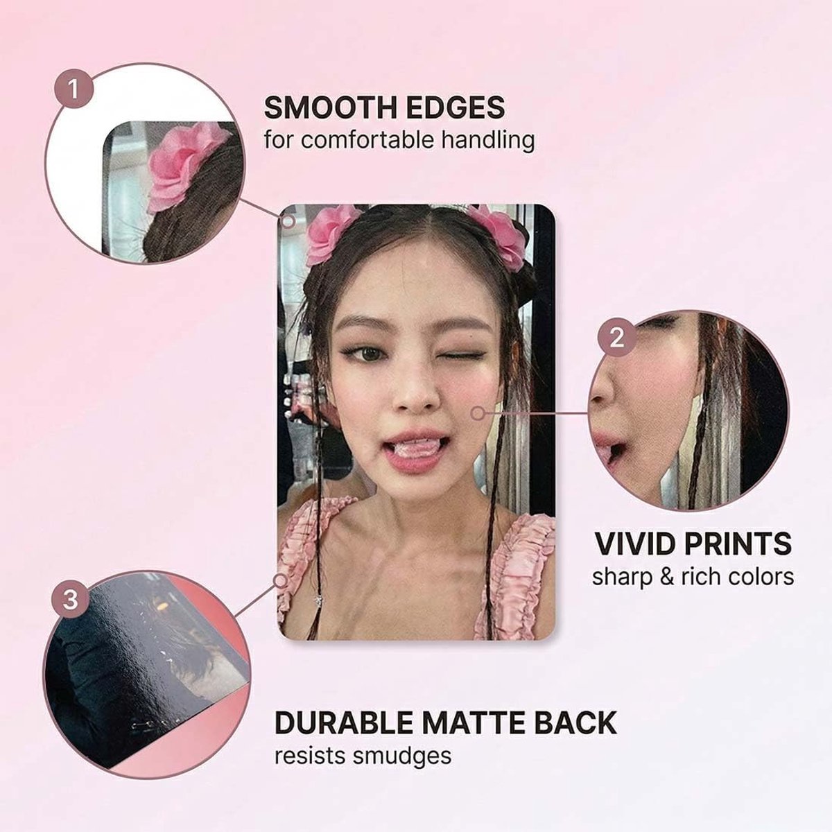 55 Stuks black,pink Kpop Fotokaarten, Premium Verzamelkaarten voor Fanverzamelingen, Ideaal voor Verzamelingen, Kaartenalbums en Fandom Uitwisselingen