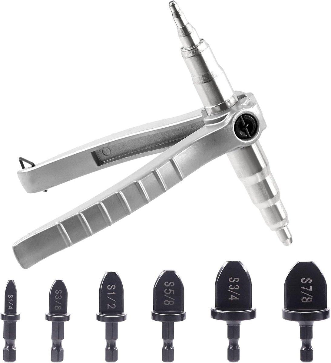 7Pcs Koperen Pijp Buis Expander Tool Met 1/4 ''3/8'' 1/2 ''5/8'' 3/4'' 7/8'' Expander Boor Assortiment Kit, Hand Uitbreiden Tool Koeling Gereedschap Koperen Pijp Swaging Tool Tube Expander