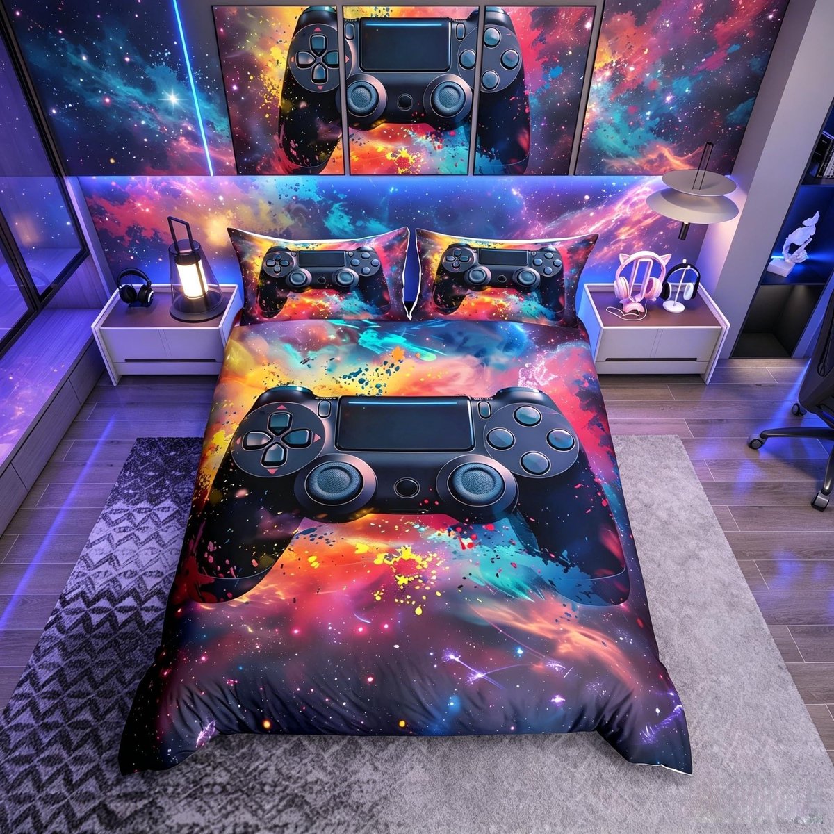Omgoods - Gamer Duvet Cover Single - Kleurige Bedsprei voor Kinderen