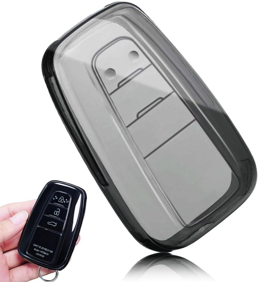 Autosleutel beschermhoes, voor 2018-2021 Toyota Camry RAV4 Avalon C-HR Prius Corolla Highlander GT86 TPU Keyless Smart Card Case, Smart Remote Key Accessoires (Stijl 1)