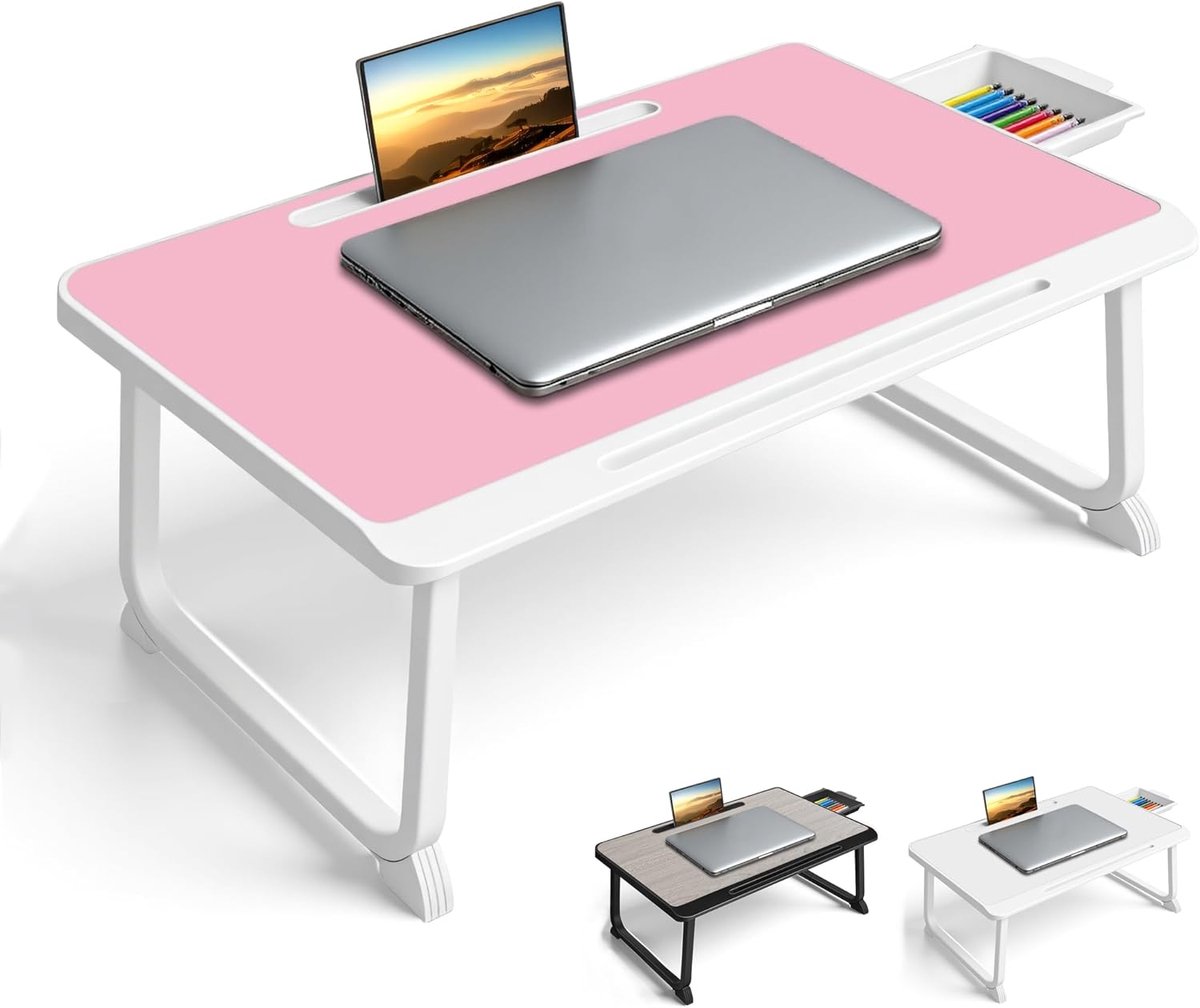 Schootbureau, Bedtafel met La, voor Laptop, Lezen, Schrijven, Eten en Films Kijken op Bed, Bank of Vloer, Kantoor en Thuis (Red)