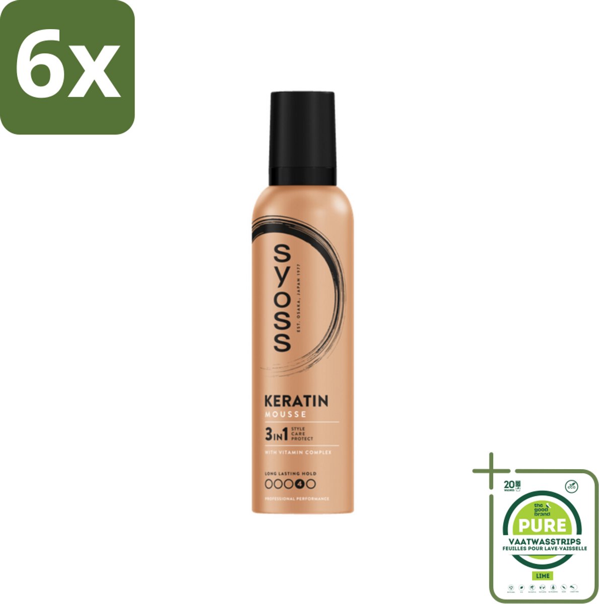 Syoss - Keratin - Haarmousse - Versterkt Haarvezels - 250 ml - Voordeelverpakking - 6 stuks - Haar mousse - Styling mousse
