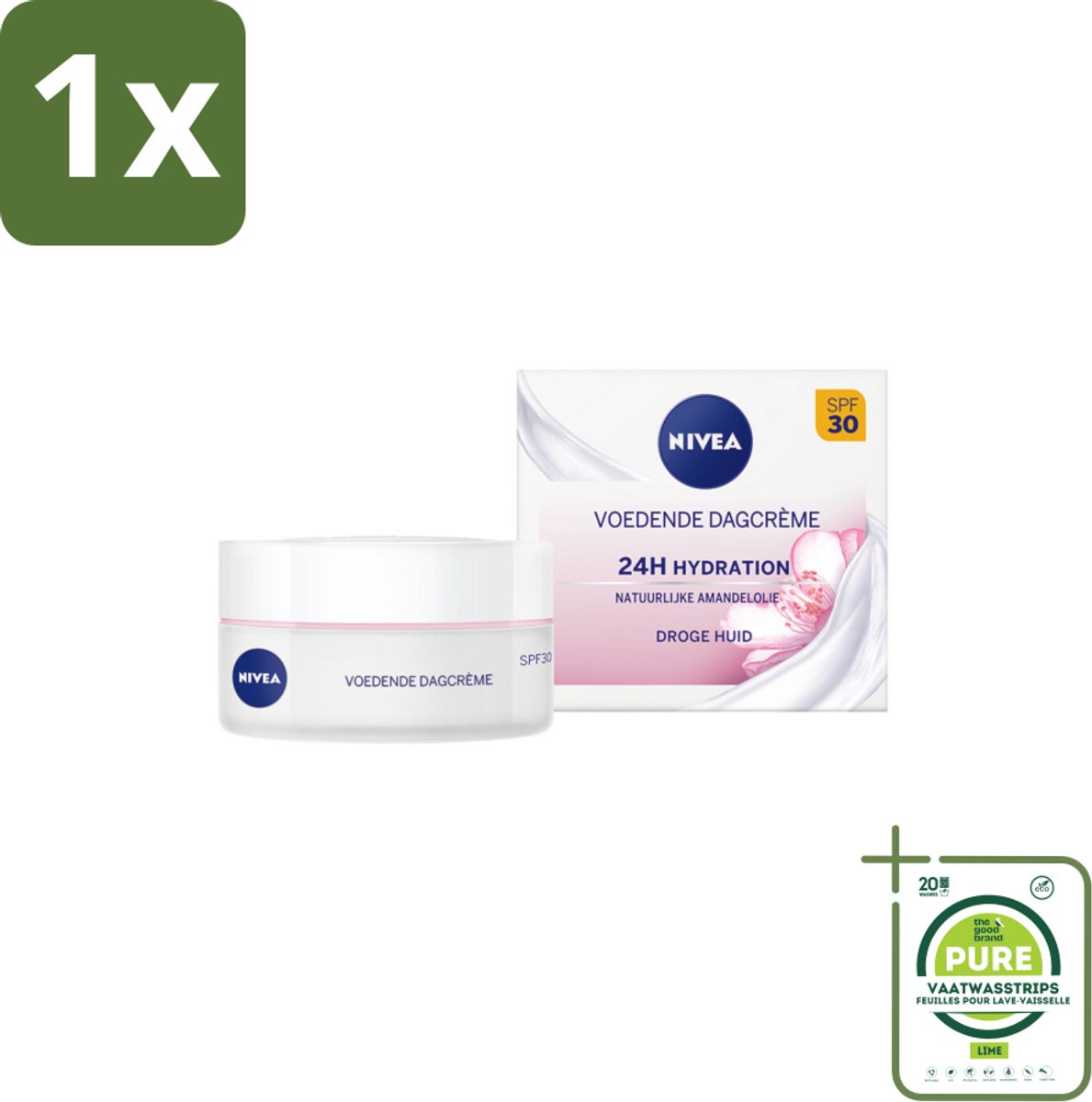 1 x NIVEA - Essentials Dagcrème - Voedende Gezichtscrème - SPF 30 - Met Amandelolie & Sheaboter - Droge huid - 50 ml - NIVEA Dagcrème - Voeden Dagcrème - Droge Huid - SPF 30 - Amandelolie
