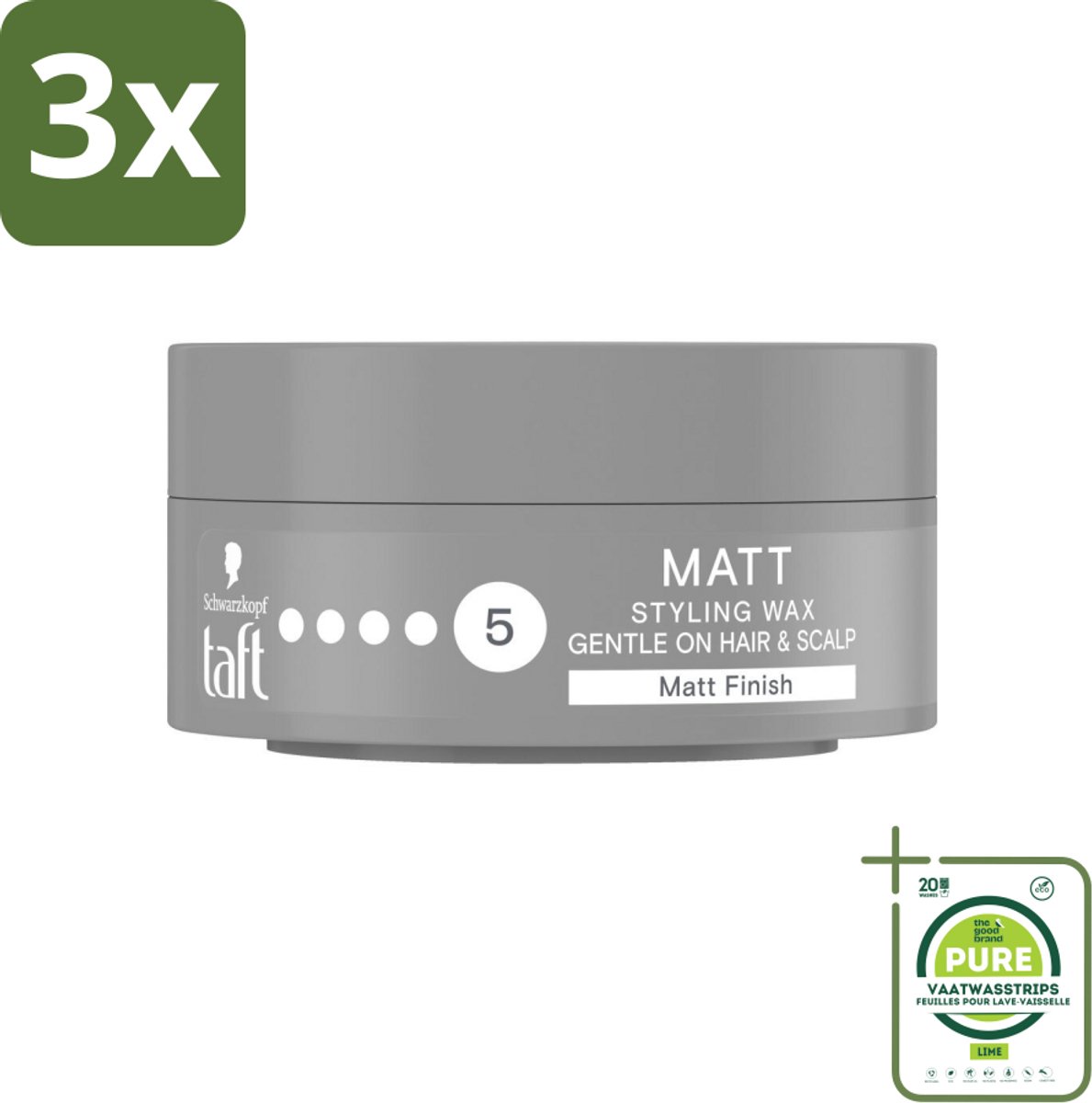 3 x Taft - Matt 5 - Styling Wax - Matterende finish - 75 ml - Grootverpakking - Haarwax - Matte Finish - Taft - Stylingproduct - Haarstyling