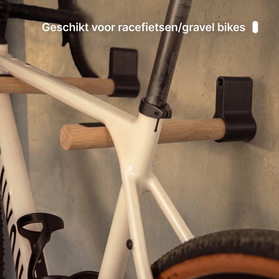 Fiets Ophangsysteem - Racefiets Muurbevestiging - Muurbeugel Fiets - Fietshaak - Eikenhout - Max Belading 15kg van Fiets. — afbeelding 5