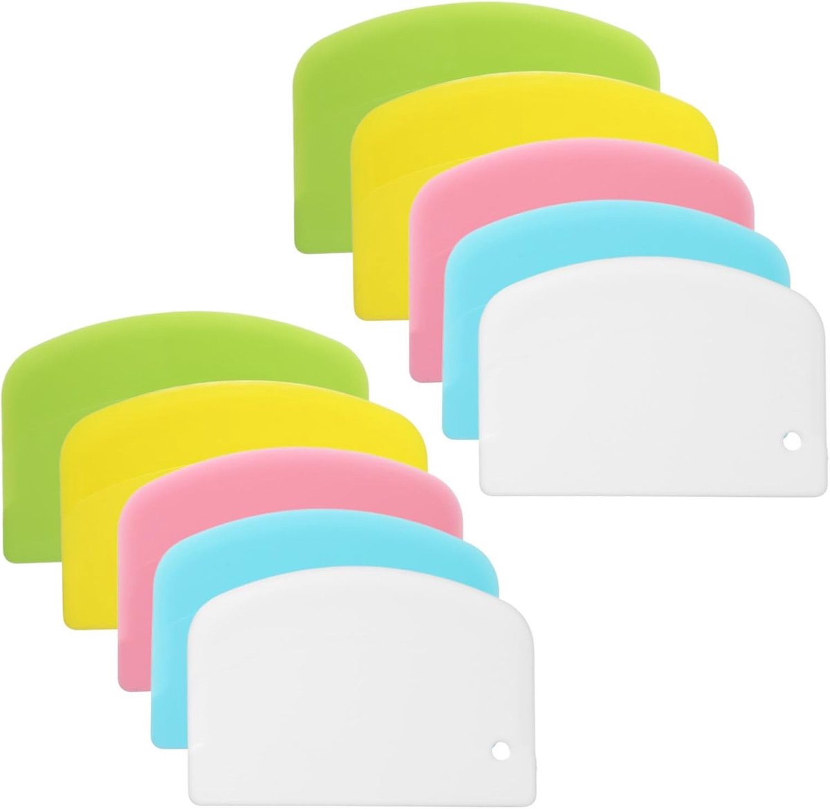 Set van 10 Deegschrapers - Multicolor - 13,5 x 9,2 cm - Flexibele PE-Kunststof - Voor Bakken en Deegbewerking