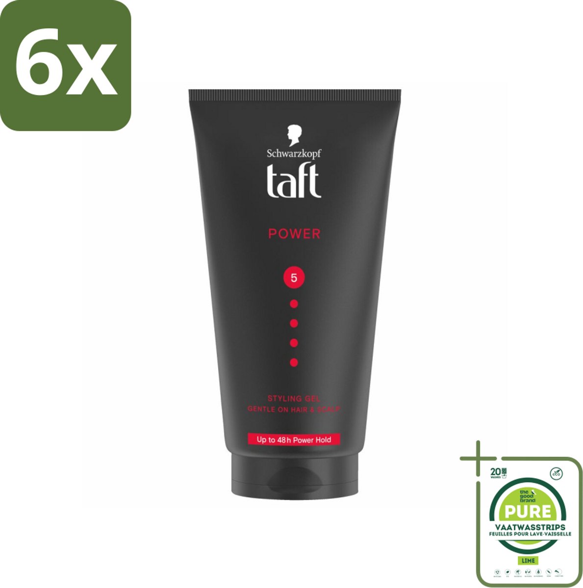 Taft - Power 5 - Styling Gel - Sterke hold voor elke stijl - 150 ml - Voordeelverpakking - 6 stuks - Haarstyling gel - Sterke fixatie