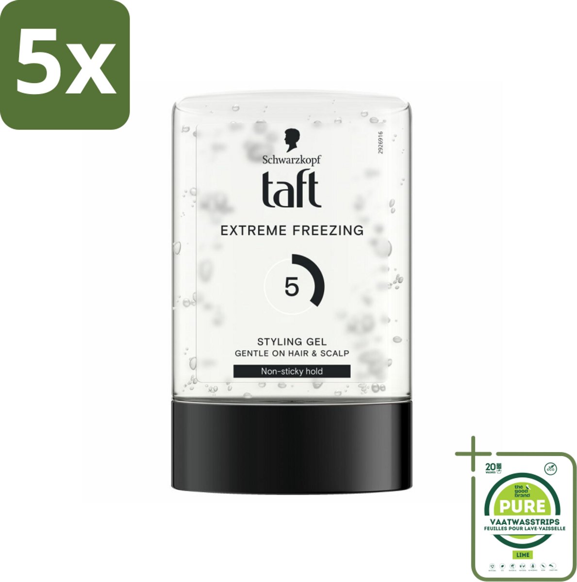 5 x Taft - Extreme freezing 5 - Styling Gel - Sterke hold - 300 ml - Grootverpakking - Haar Gel - Taft Gel - Extreme Hold - Sterke Fixatie - Korte Haar
