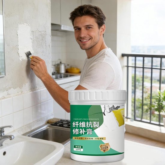 Gipsplaat Reparatieset - Muurplamuur Kit - Muren Herstellen - Scheurwerend Waterdicht - 500 g - Wit — afbeelding 2
