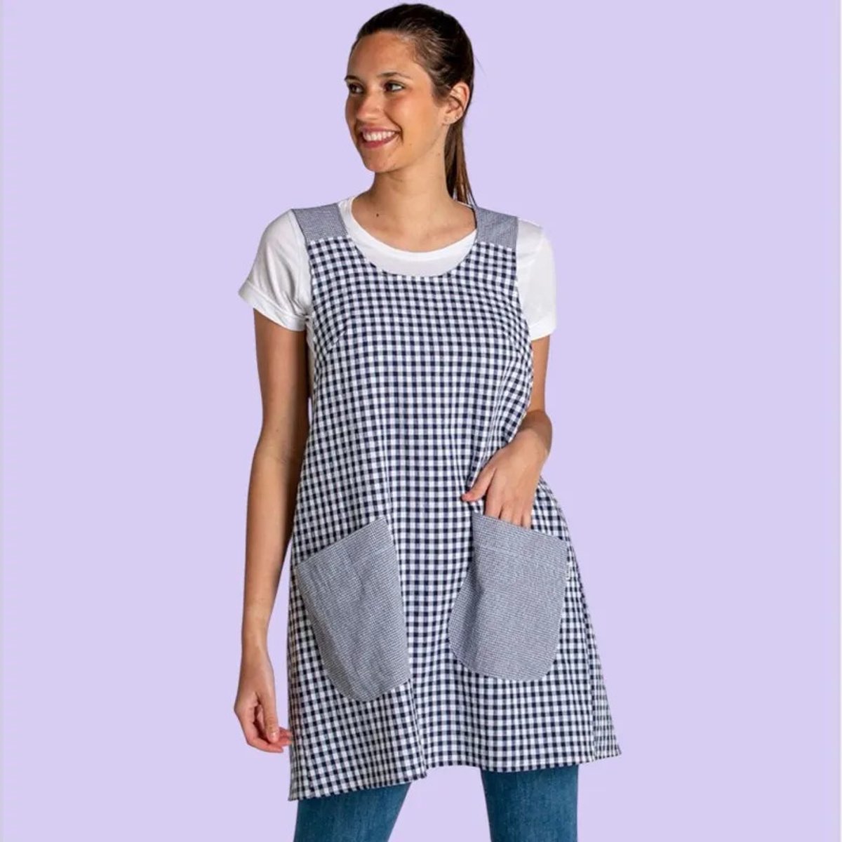 Ulisem - Schort voor dames - Kruisrug schort met grote zakken - Gemakkelijk aan te trekken zonder strikbanden - Katoenen schort voor keuken en tuin - XL maat - Beschermt tegen vlekken en stof - Wasbaar en kleurecht - Ook voor restaurant en workshop