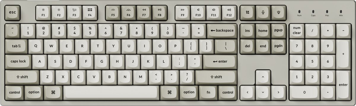 Keychron C2 Pro - Mechanisch Toetsenbord - US Qwerty - 100% - Banana Switch - Retro