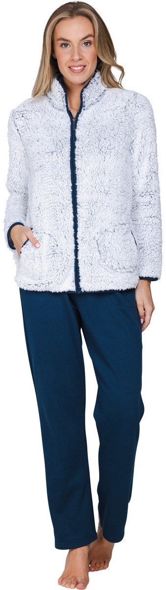 Pastunette - Huispak - Nordic Bloom - Fleece/Badstof - Blauw - Rits - Maat 40