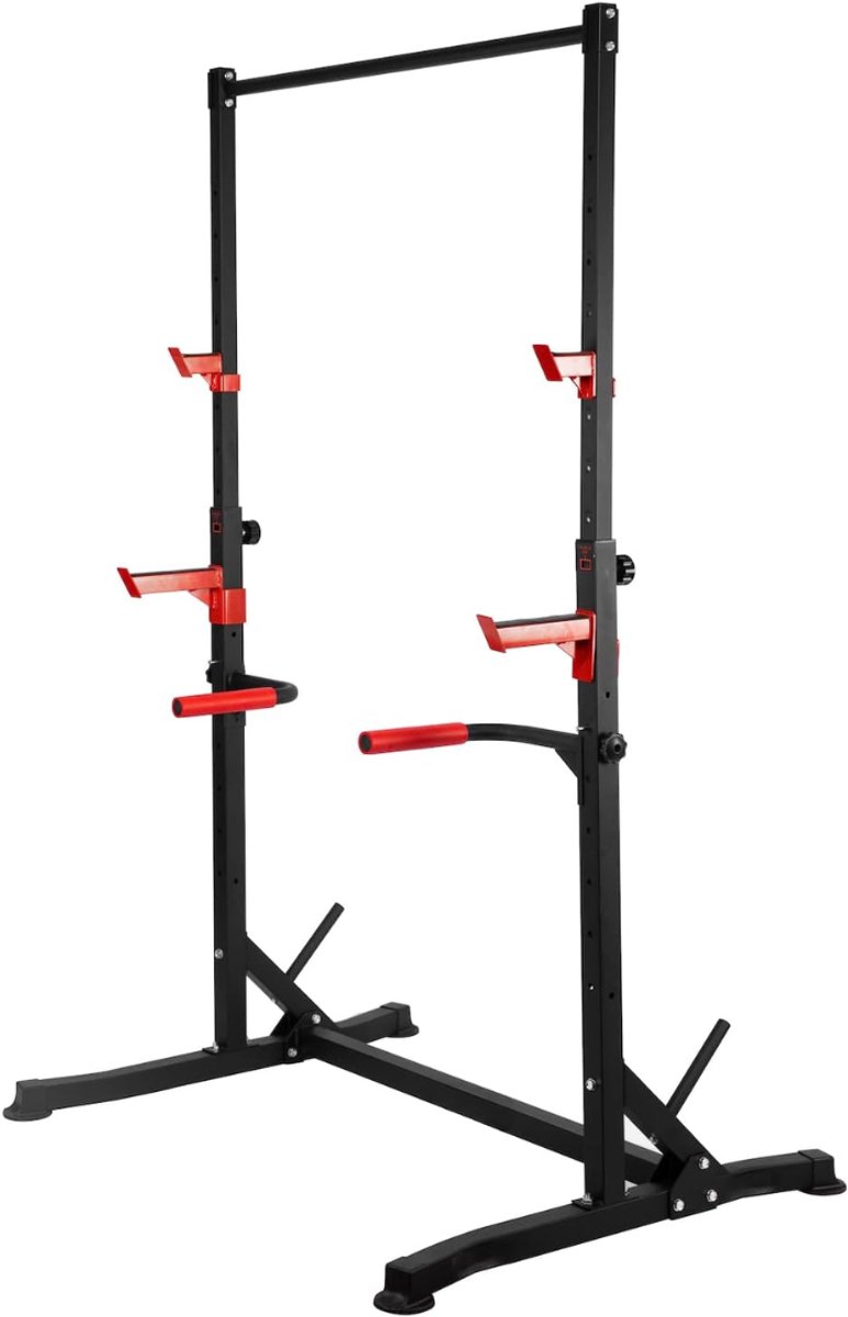 JCP® Squat Rack - Pull up Station - Power Rack - Zwart/Rood - 126cm x 126cm x 219cm