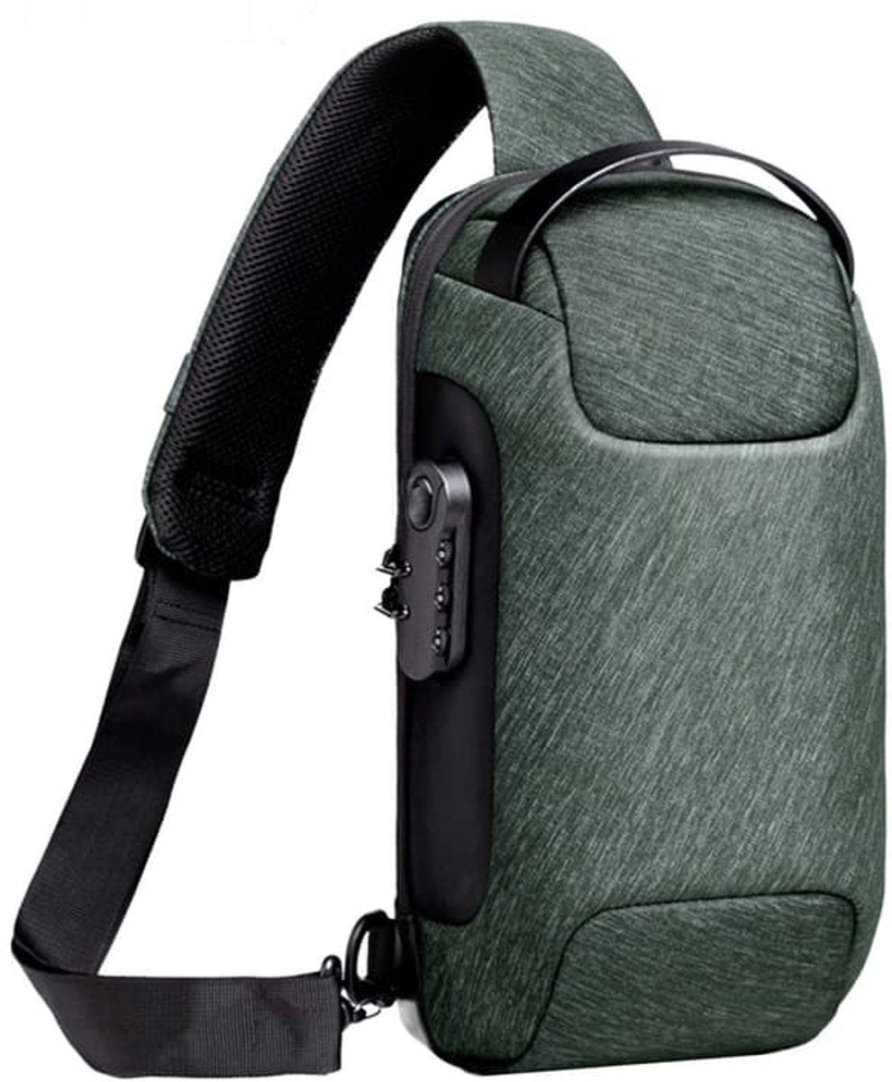 Borsttas - Waterdichte heren schoudertas - Schoudertas - Waterdicht - Crossbodytas voor buitensporten - Anti-diefstal crossbodytas - Legergroen