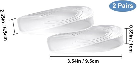 2 Paar Gel Hakpads, 1 cm Hakwig voor Achillespees en Hielsporen, Transparante Hoogte-inlegzolen, Siliconen Hakpads voor Dames en Heren met Comfort en Ondersteuning — afbeelding 5