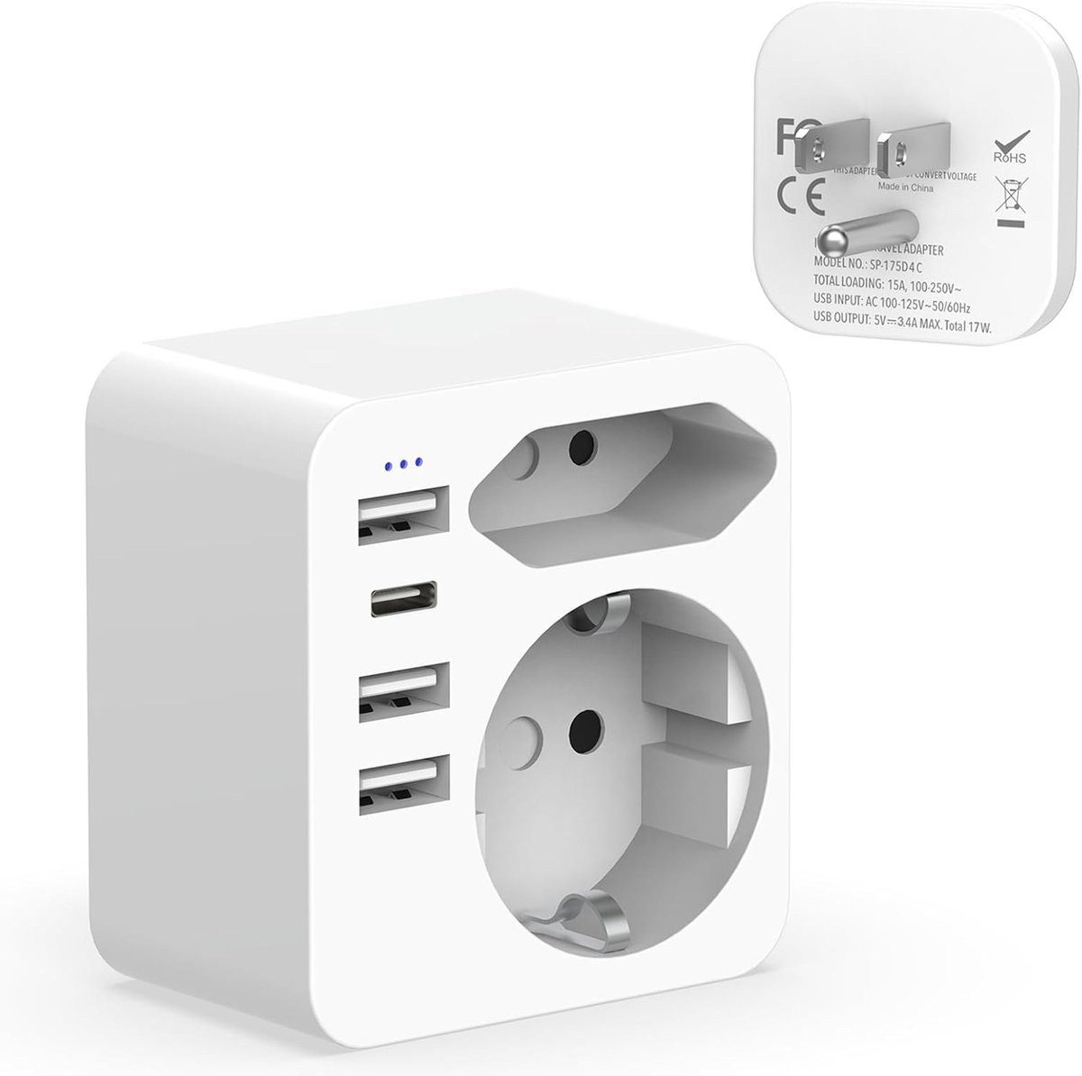 Adapter voor Amerikaanse stopcontacten - universeel - compact ontwerp - ideaal voor op reis - SnelShoppen