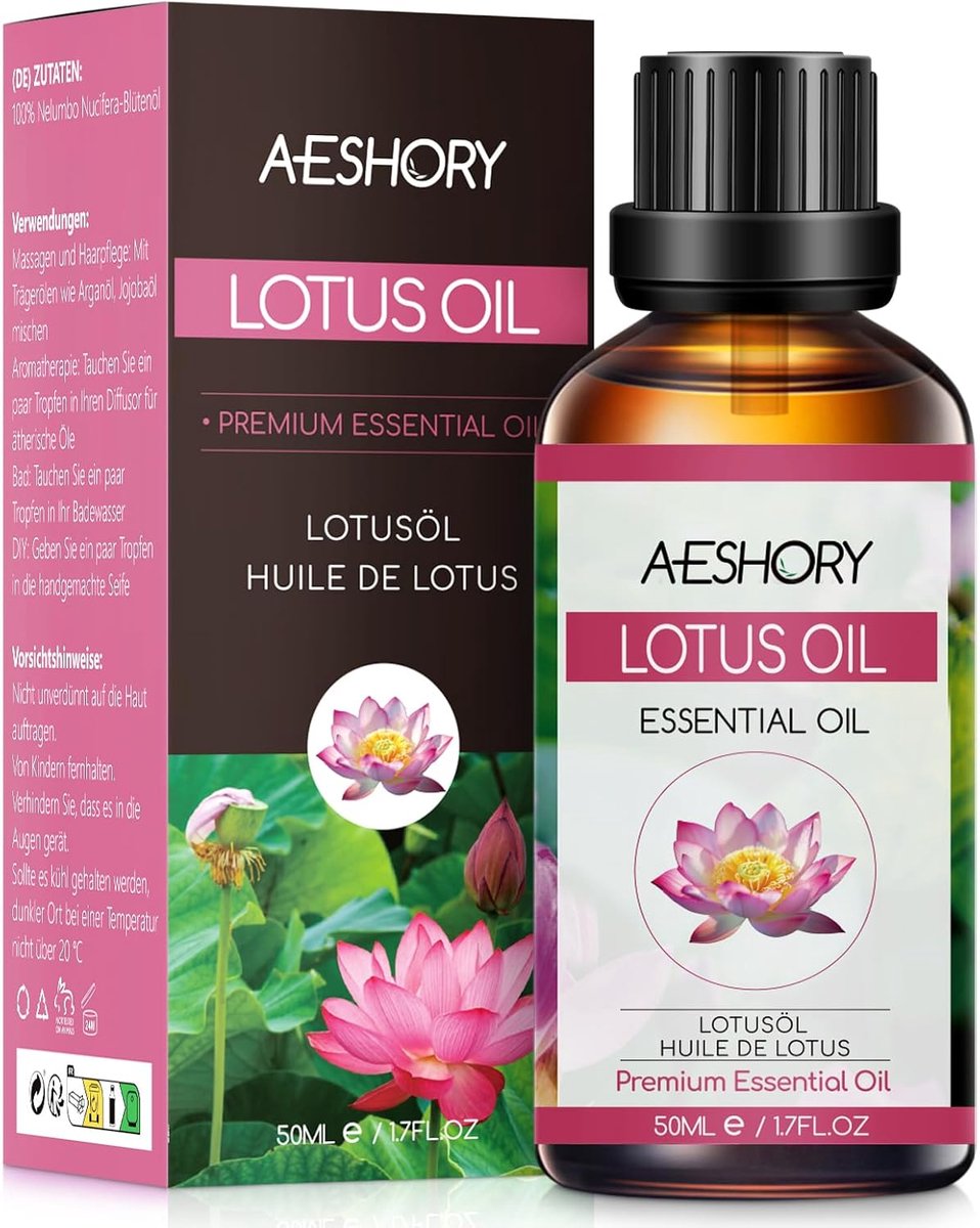 Etherische olie 50ml - Lotusolie voor diffuser - Hoogwaardige aromatherapie - Ontspanning en verzachting - ShopVlot