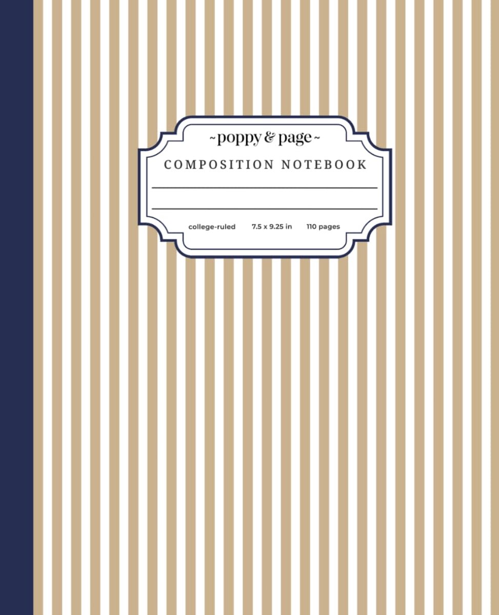 SnelShoppen - Preppy Stripe Schrijfschrift: Schattig Esthetisch Marineblauw en Tan Gestreept Journal voor Vrouwen en Tienermeisjes | Ideaal voor Schoo
