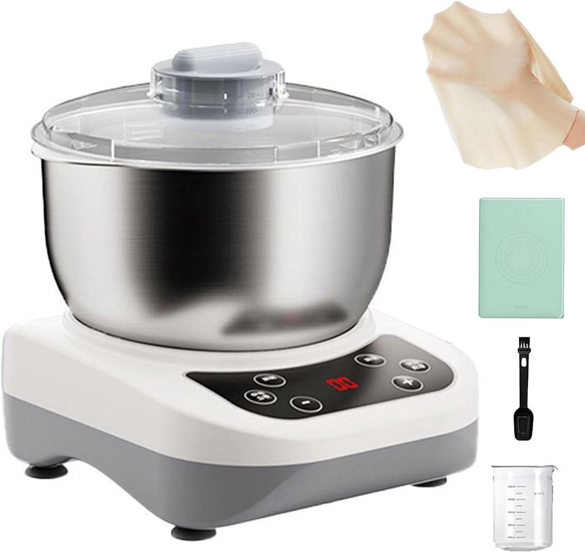 Deegmixer - Kneedmachine Standmixer - Brood Bakken - Constante Temperatuur Fermentatie - 9L Kom - Zilver