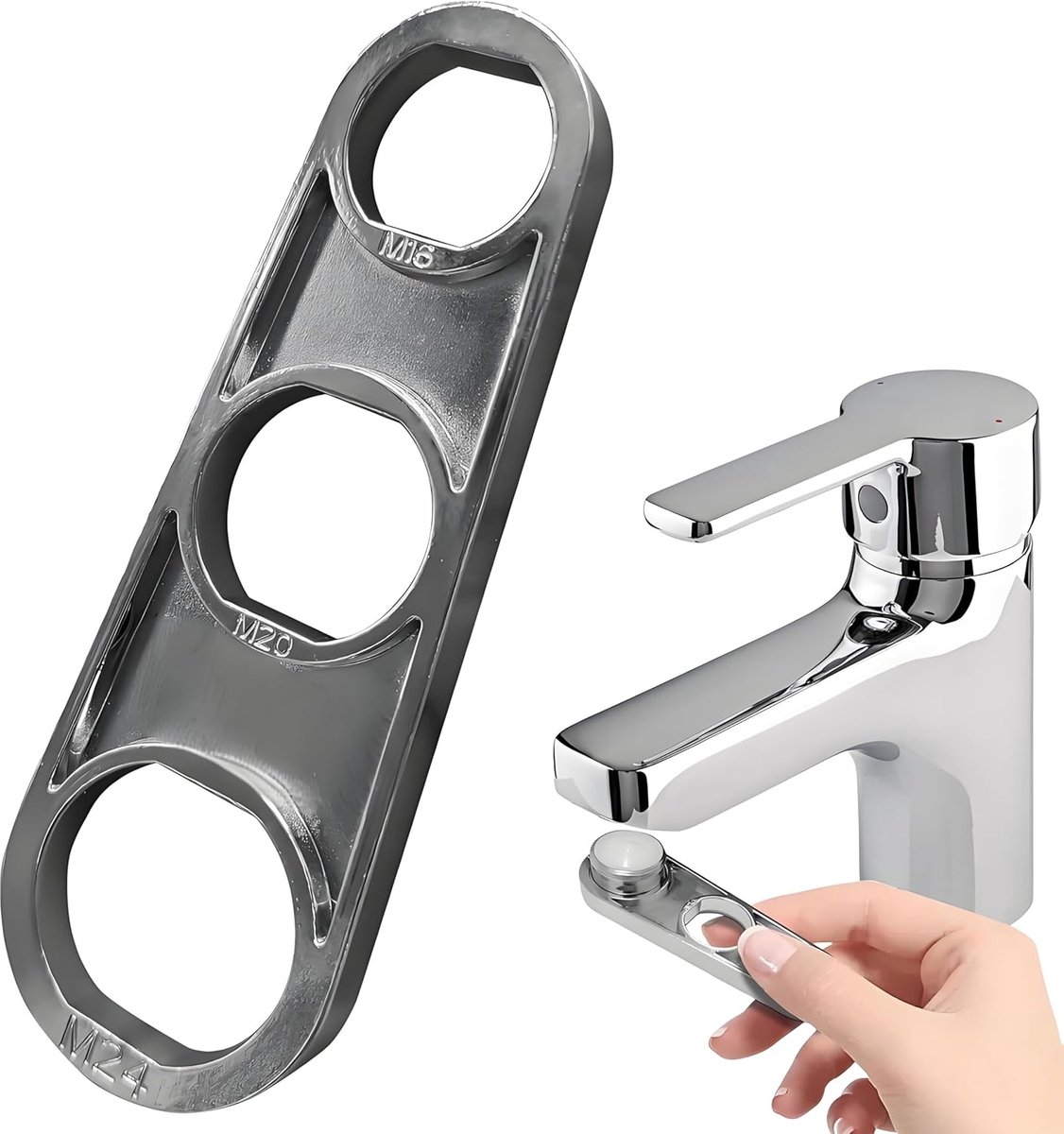SnelShoppen - Kraan scherm sleutel, chroom jet regelaar sleutel M16/M18/M20/M22/M24/M28 gemengd zeef, aerator verwijder tool, ontkalker bevestiging me