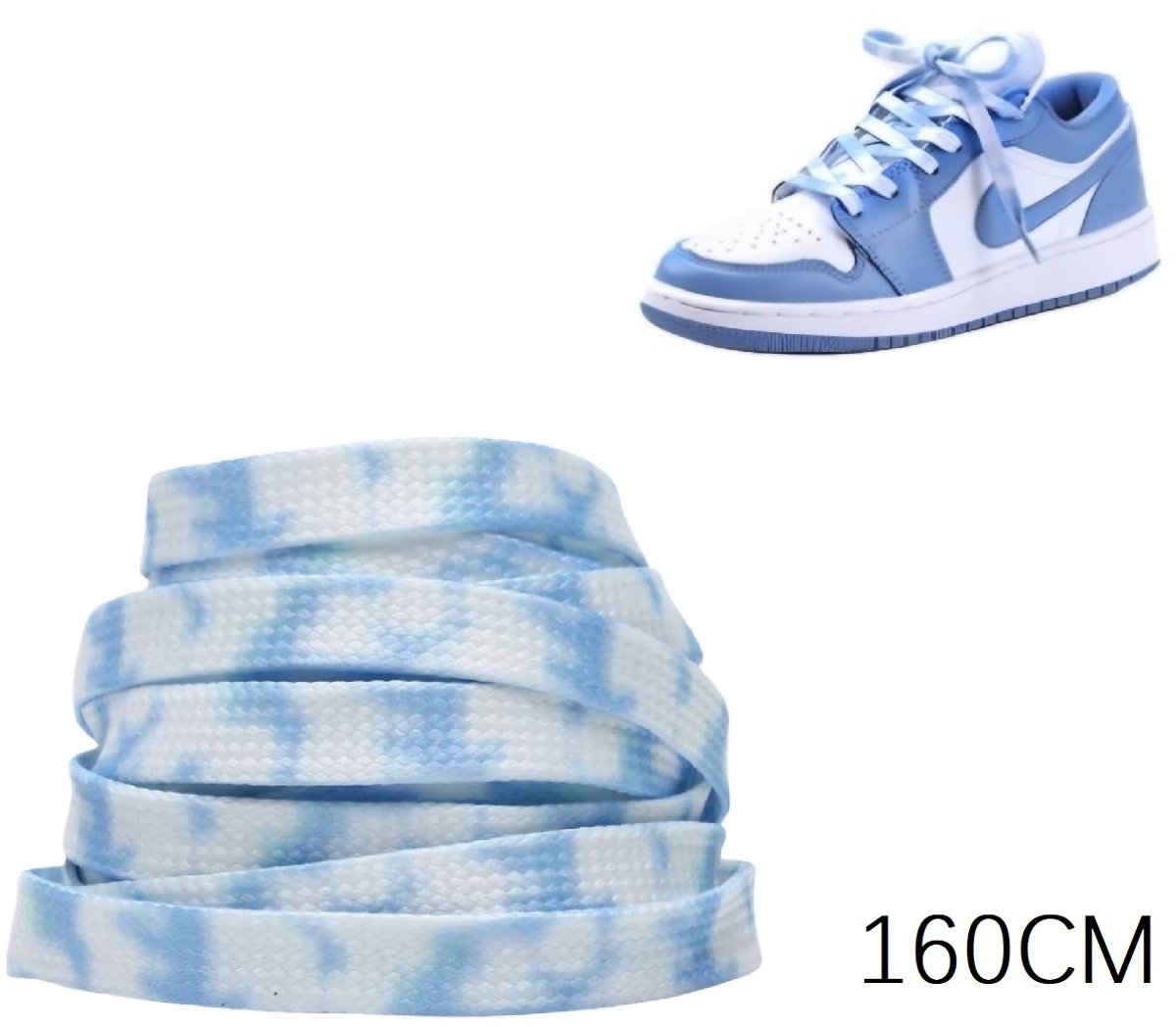 Kleurrijke platte schoenveters wit blauw -breedte 8MM- 160cm- Outdoor/ sport schoenen veters- Sneakers schoenen Unisex- kinderen- tieners- volwassenen