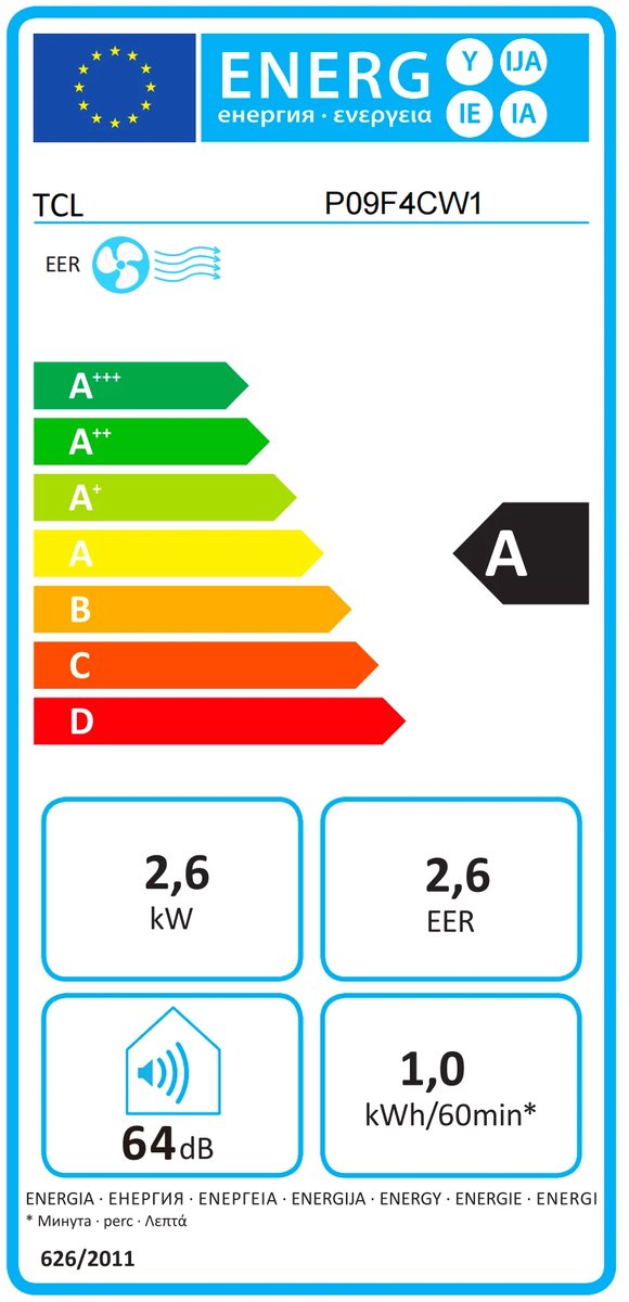 TCL Mobiele Airco - 9000 BTU - 3-in-1 AC-koeling / ventilator / luchtontvochtiger modus, Alleen koelen, Afstandsbediening, Inclusief kit voor schuifraam, Energieklasse A thumbnail 2