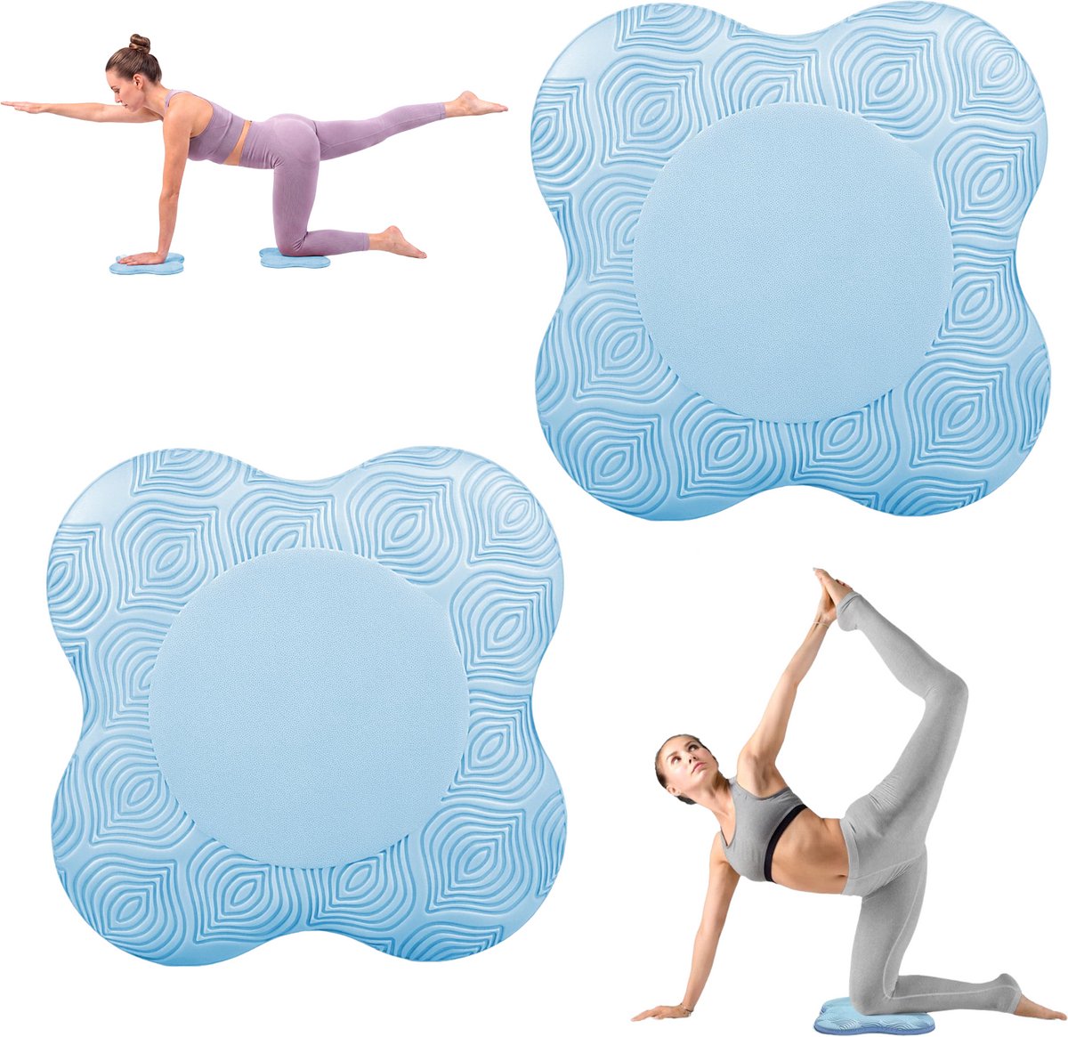 2 stuks - Yogamat met knieondersteuning - Yogamat met elleboogondersteuning - Elleboogsteunmatten - Schuimmatten - 20 cm x 20 cm x 2 cm - Blauw - Geschikt voor Pilates en andere oefeningen