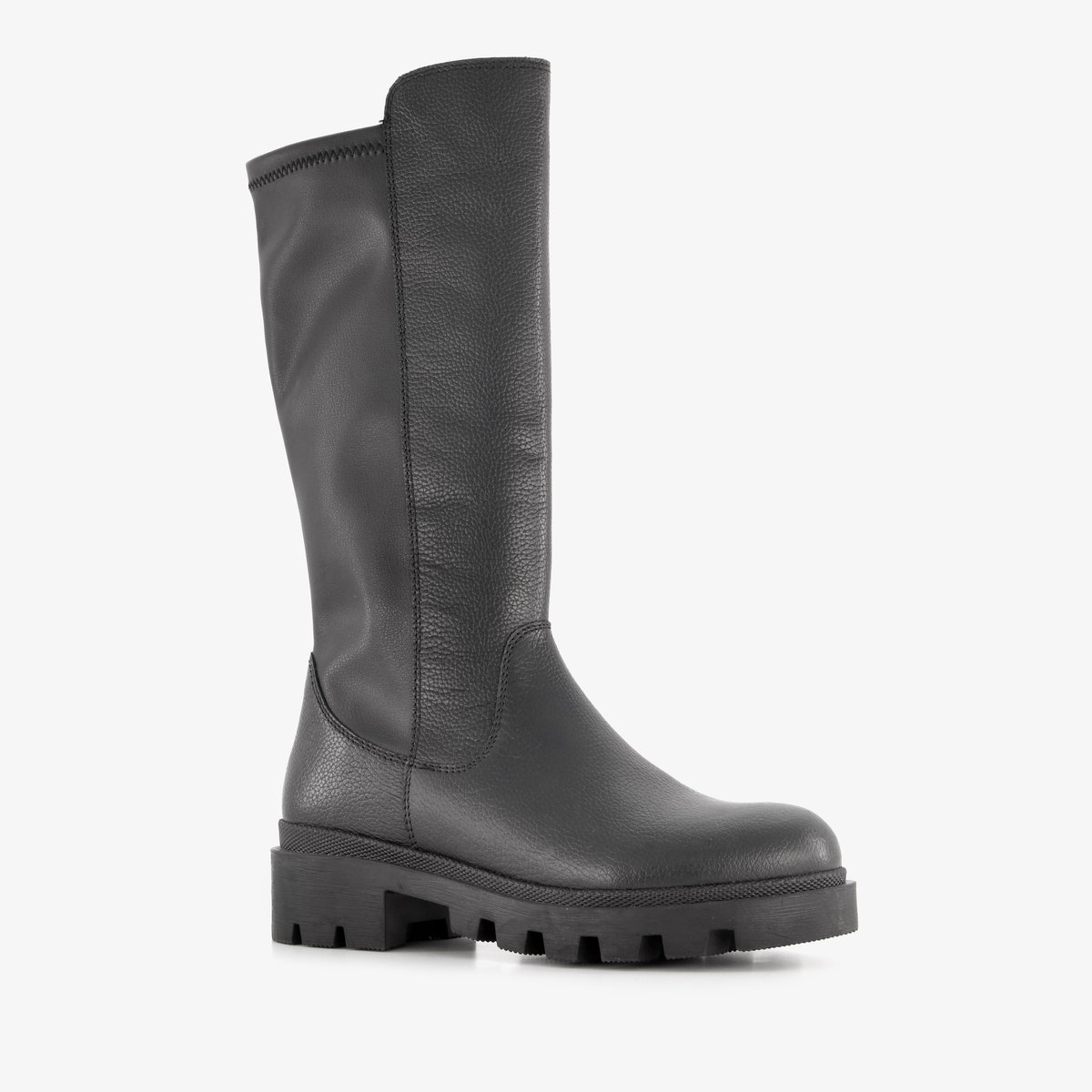 Groot hoge leren meisjes boots zwart - Maat 32 - Uitneembare zool