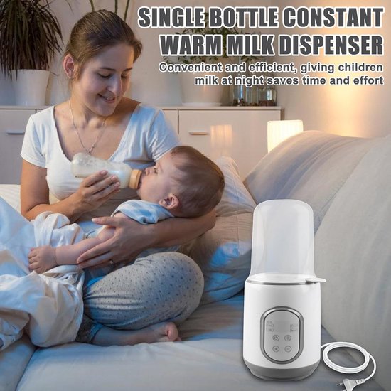 Grijze enkelvoudige babyflesverwarmer met digitaal bedieningspaneel, multifunctioneel ontdooien-opwarmen-steriliseren, 24-uurs constante temperatuur met Europese ronde stekker voor huishoudgebruik — afbeelding 2