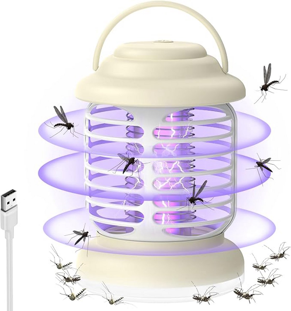 Elektrische insectenverdelger - met LED-licht - met led-uv-lamp - Mosquito Killer- insectenlamp UV - muggenlamp - Muggenvanger - 360 graden - niet giftig - weinig lawaai - USB-oplaadbaar - draagbaar - voor huis, tuin, camping, kantoor