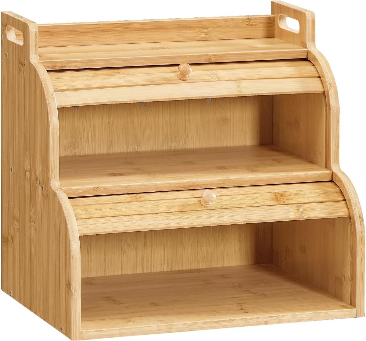 Bamboe Brooddoos met Roldeksel en Handvatten voor Broodopslag in Keuken en Eetkamer, Ideaal voor Vers Brood en Bakwaren