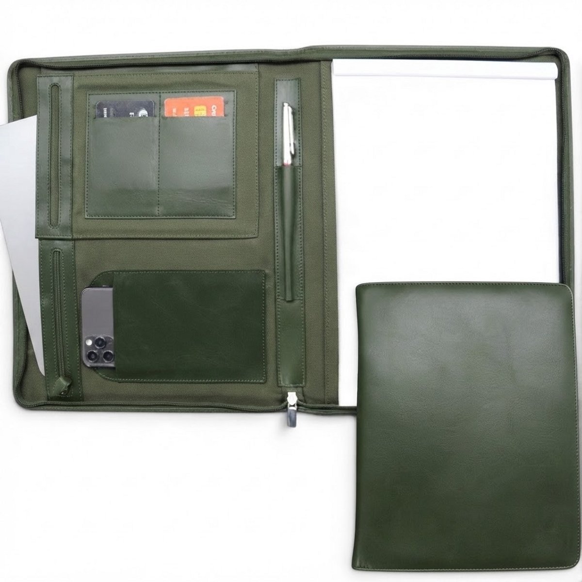 Safekeepers Oslo Documentenmap - Schrijfmap - Ipad cover - A4 - Leer - Army Groen