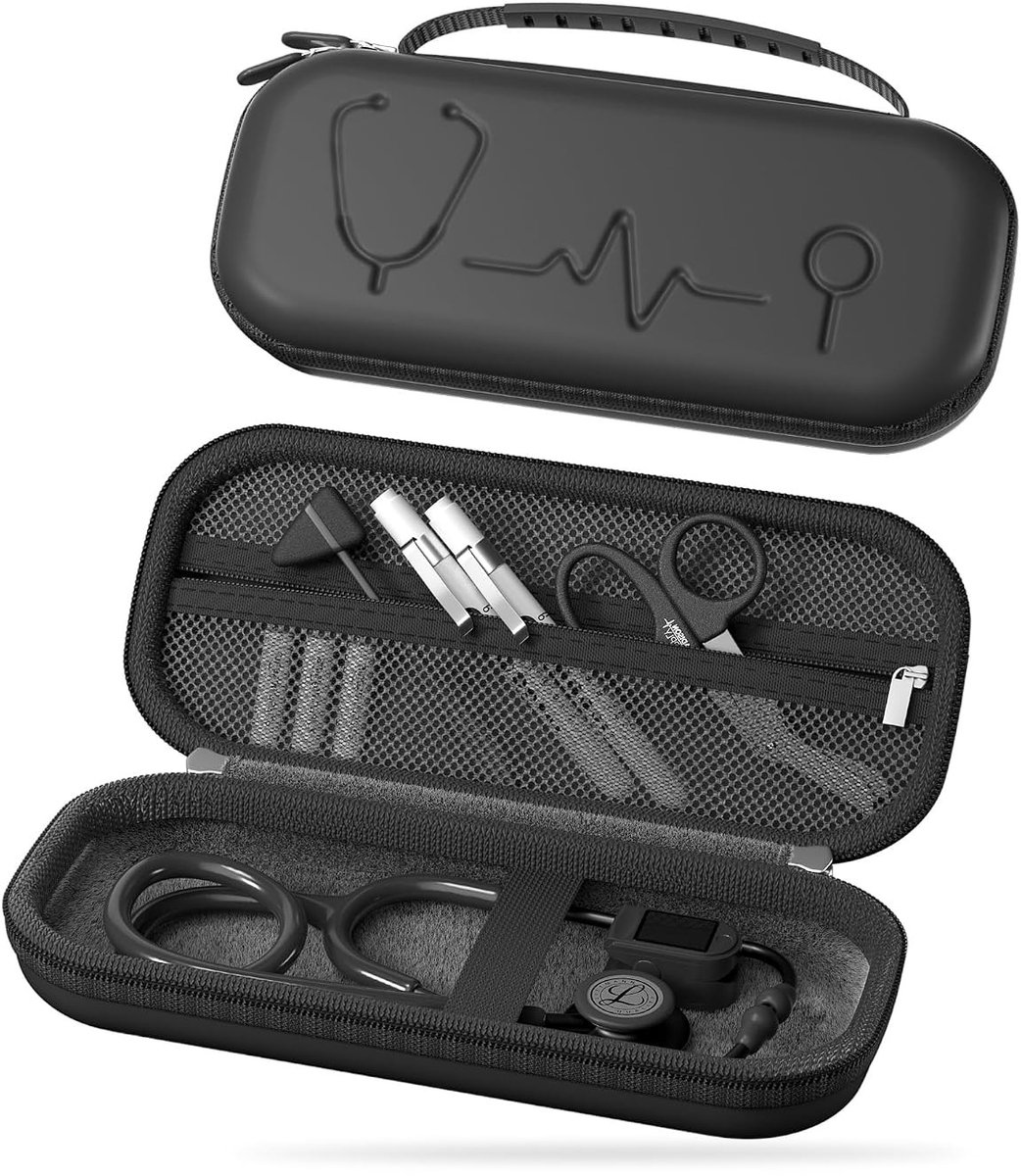 Stethoscoop Tas Geschikt voor Medi-Inn, 3M Littmann, MDF en SCIAN Modellen, Ideaal voor Verpleegkundige Benodigdheden, Zwart, Medische Tas met Draaggreep en Bescherming