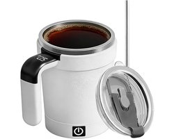 Zelfroerende Mok - Warme Drank Beker - Dranken Mengen - Temperatuurweergave - 380 ml - Wit