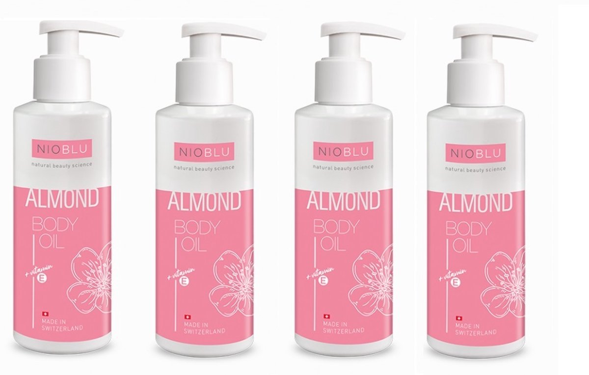 NIOBLU - Amandelolie - voordeelset- 4 x 150 ml - zoete amandelolie - met - vitamine E