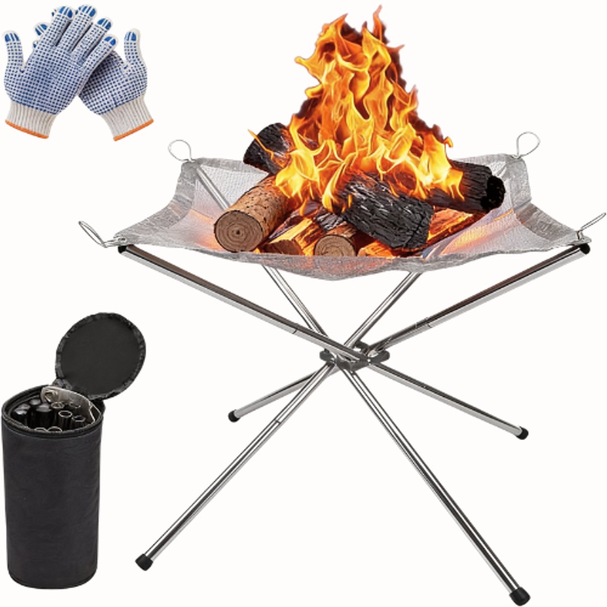 Draagbare Buitenhaard 42cm - Vouwbare Fire Pit voor Tuin, Camping en Buitengebruik