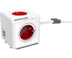 DesignNest PowerCube Extended - USB - Schuko - Rood