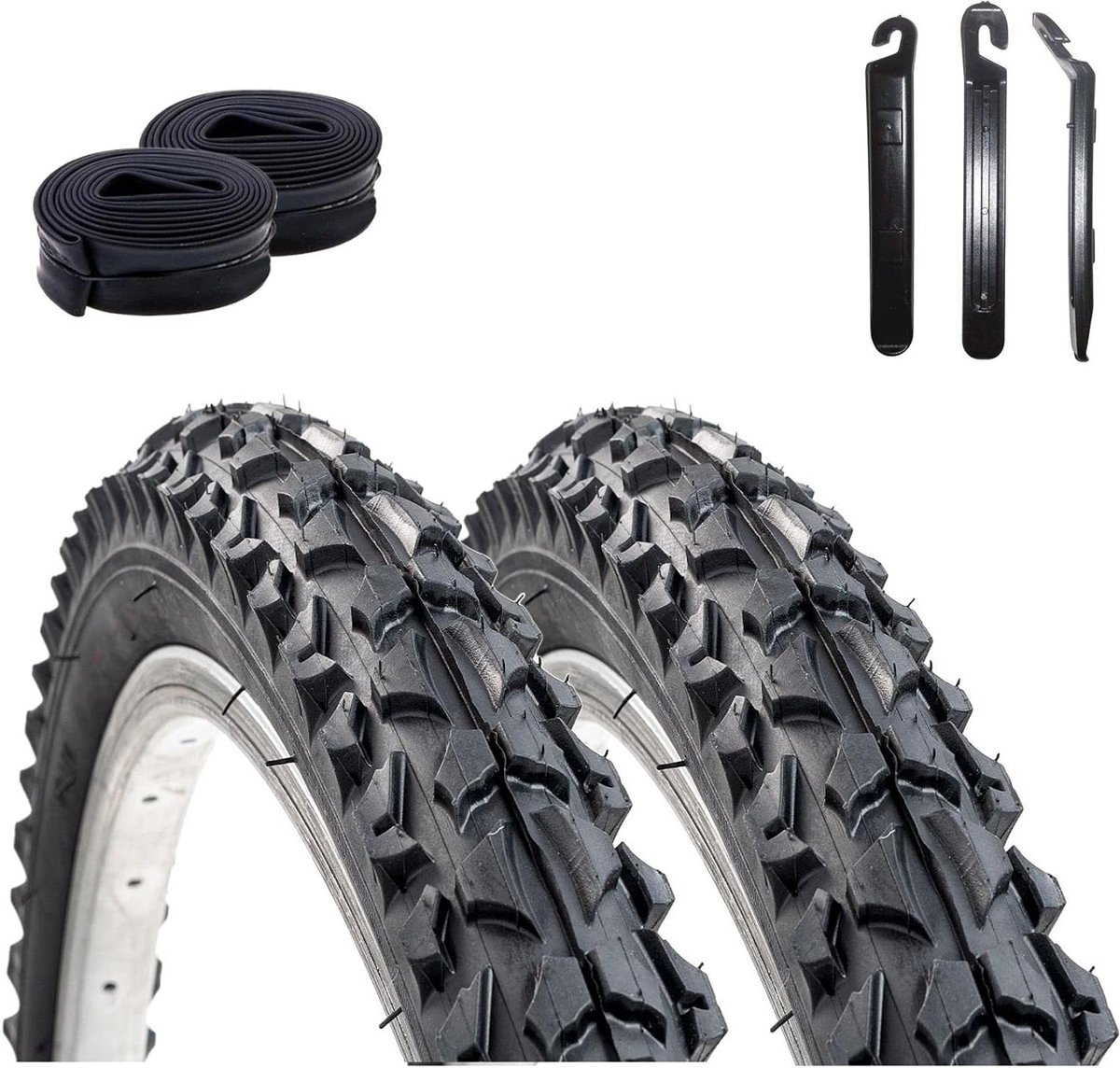 Fietsbanden Set - Fietsjas Binnenband - Fietsen Onderhoud - Inclusief Ventielslangen - 26 x 2.125 inch - Zwart