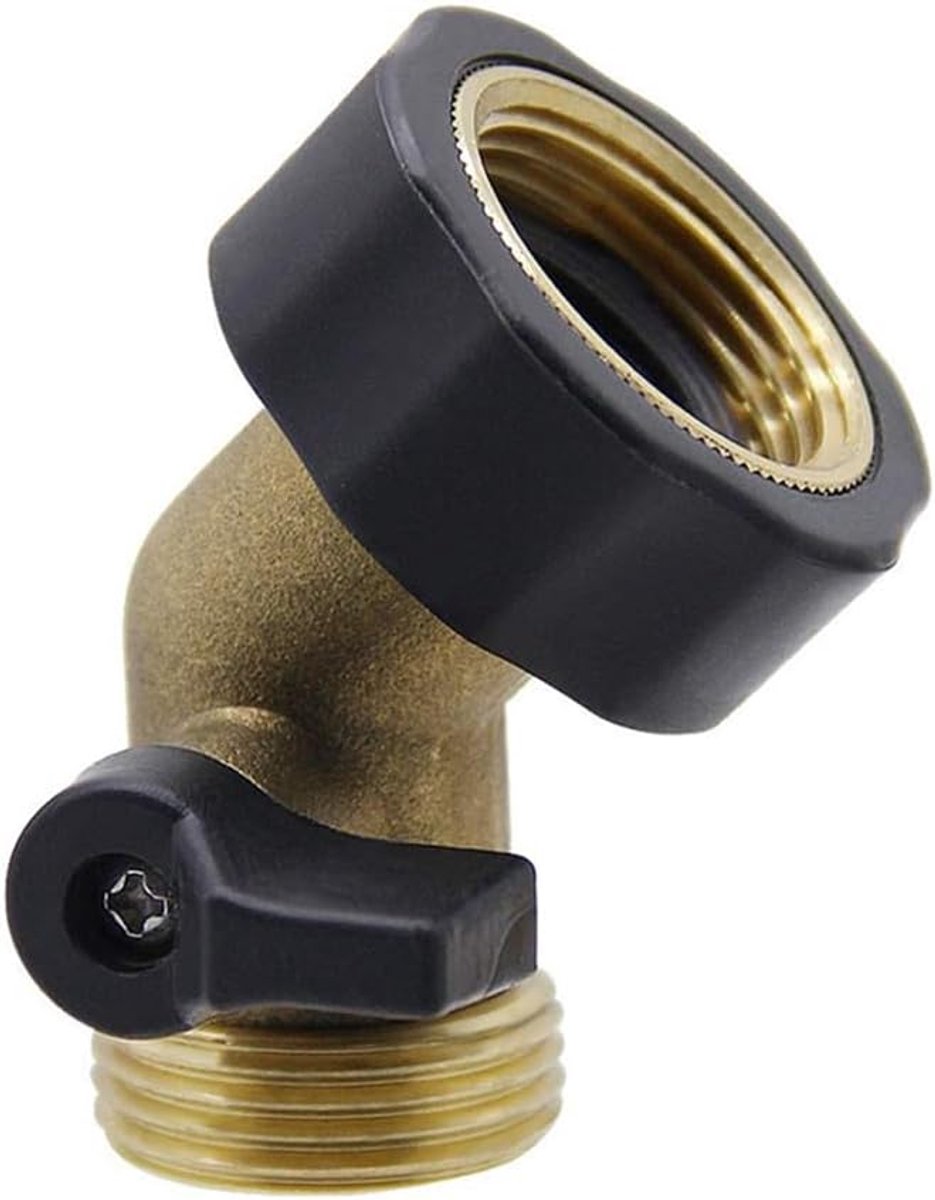 3/4 inch messing tuinslang connector, 45 graden messing spruitstuk kraan hoekadapter, tuinslang buitenkraan adapter, slangadapter