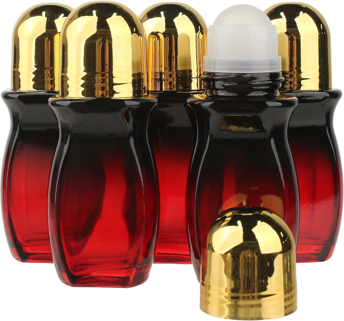 5 STKS Lege 50ml 1.6oz Donker Gradiënt rood glas lichaam olie container roller flessen ricinusolie wierook rollerball