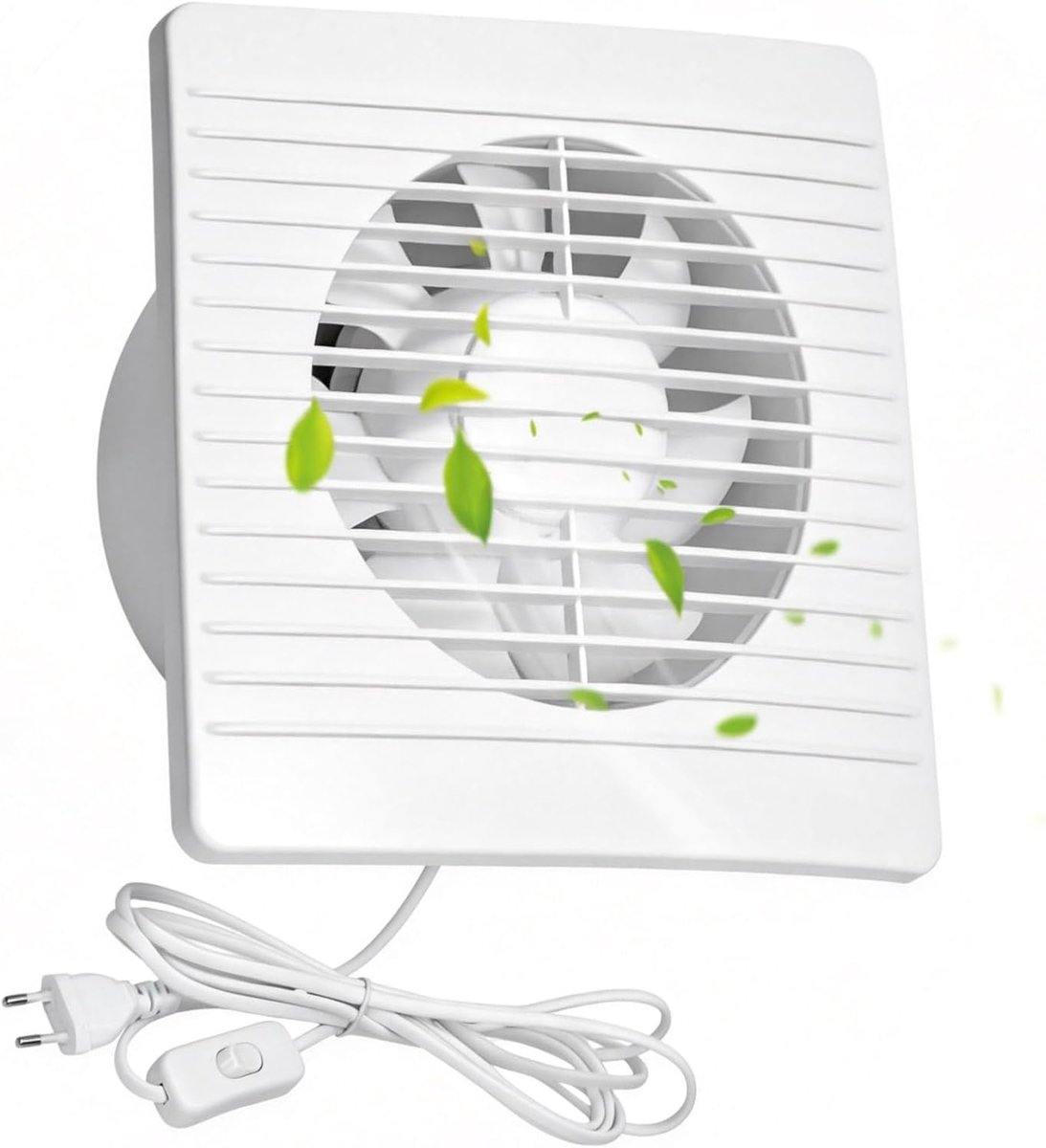 100 mm Badkamerventilator Muurventilator Afzuigventilator: 10 cm Ventilatieventilator met Schakelaar, Stille Werking en Terugstroomschuif voor Keuken Badkamer Zolder Raam Gemakkelijke Montage