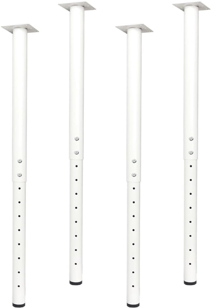 Verstelbare ronde bureaupoot, 24-40 inch, 60-100 cm, thuiskantoor doe-het-zelf metalen tafelpoot, meubelpootset (4, wit)