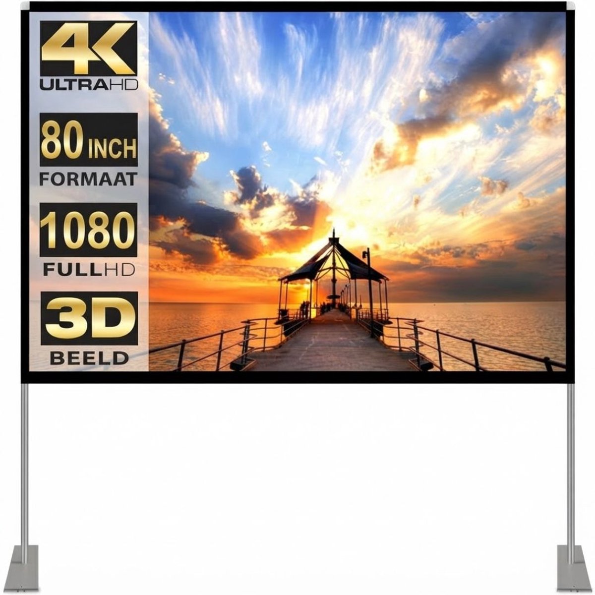 SP® Beamer Scherm - Projectiescherm - Beamerdoek - Wit - 1cm x 180cm x 113cm