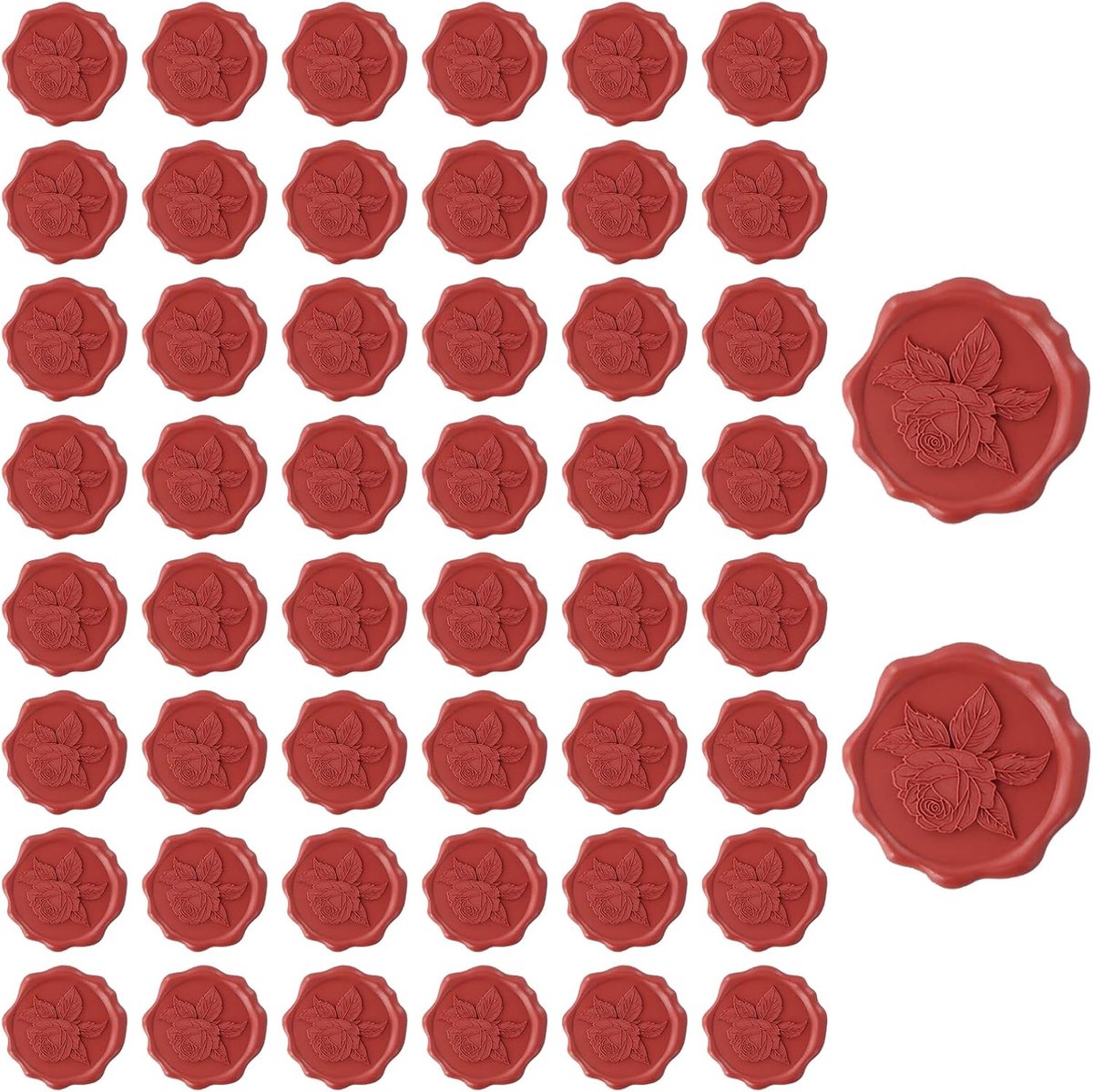 50 stuks lakzegelstickers, gepersonaliseerde bruiloftsstickers, rode roos ontwerp, vintage reliëfzegels voor verjaardagsuitnodigingen, bruidsdouche, kerstfeestdecoraties, dankbaarheidsenvelop