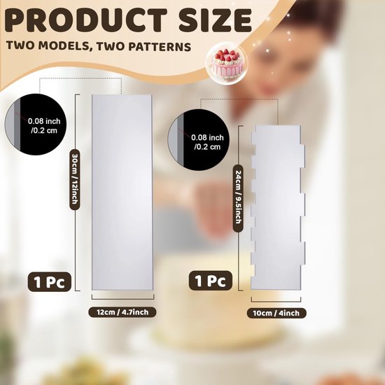 Spatels, taartschraper, 2-in-1 zijschraper, taartdecoratie, kam, voor verschillende vormen van kam, taartranden, voor glazuur, mousse, taartdecoratie, keuken, bakken, doe-het-zelf — afbeelding 5