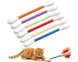 Wattenstaafjes, 6 stuks Q-tip wattenstaafjes katten, kattenspeelgoed, kauwstokjes, voor kittens, geschikt om te spelen en te bewegen