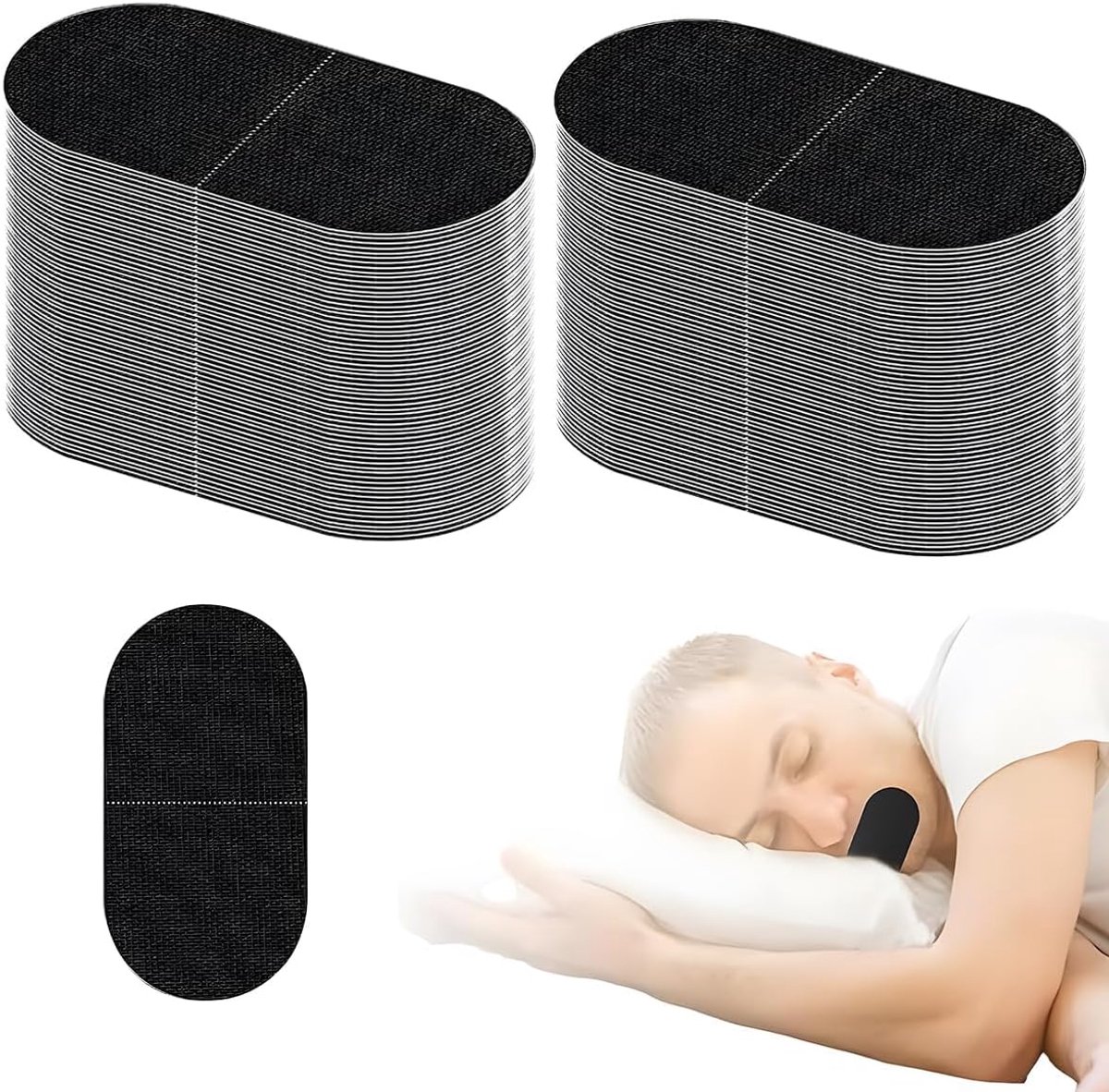 60 stuks mondpleisters slapen zwart, elastische mondtape om te slapen, ovale mondtape ter ondersteuning van de neusademhaling, voor dames en heren