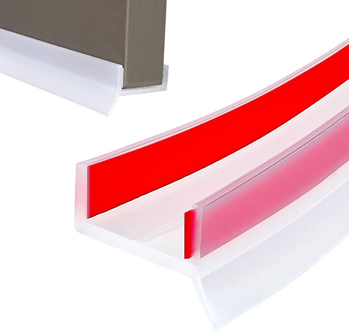Flexibele deurrandafwerking, keukenplint siliconen afdichtingsprofiel, zelfklevende afdichtingsstrip voor 15 mm, 16 mm, 17 mm dikte afdichtingsprofielen (transparant, 2 m)